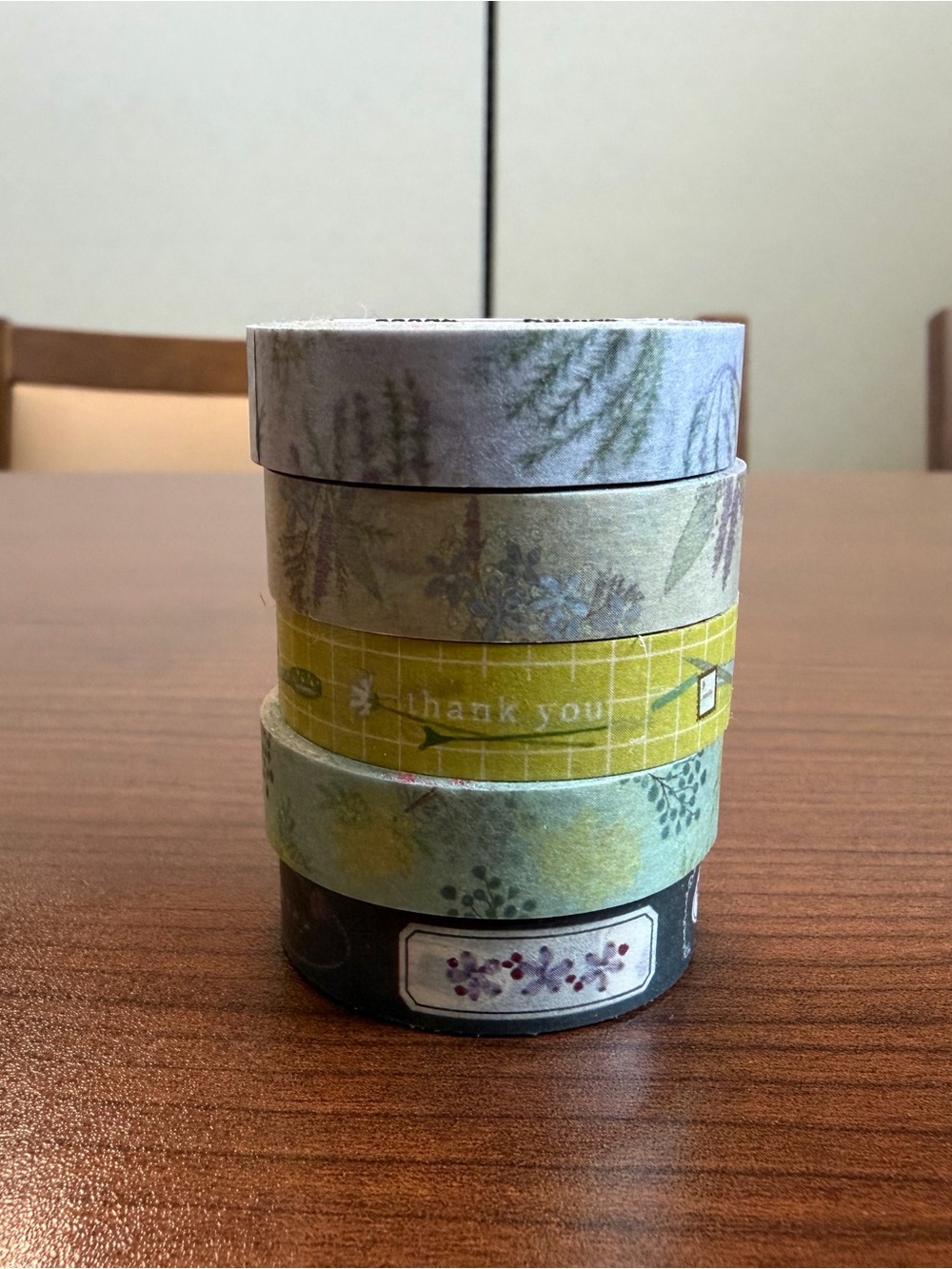 Decorative Washi Tape Set - Green and Yellow Floral Patterns